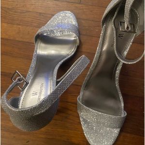 Silver opened toe formal heels